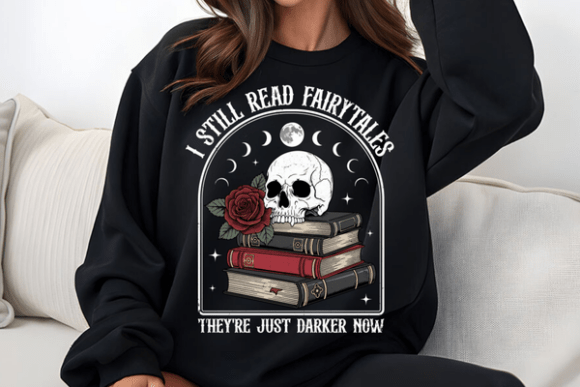 Halloween Skeleton Rose Reading Book T-Shirt